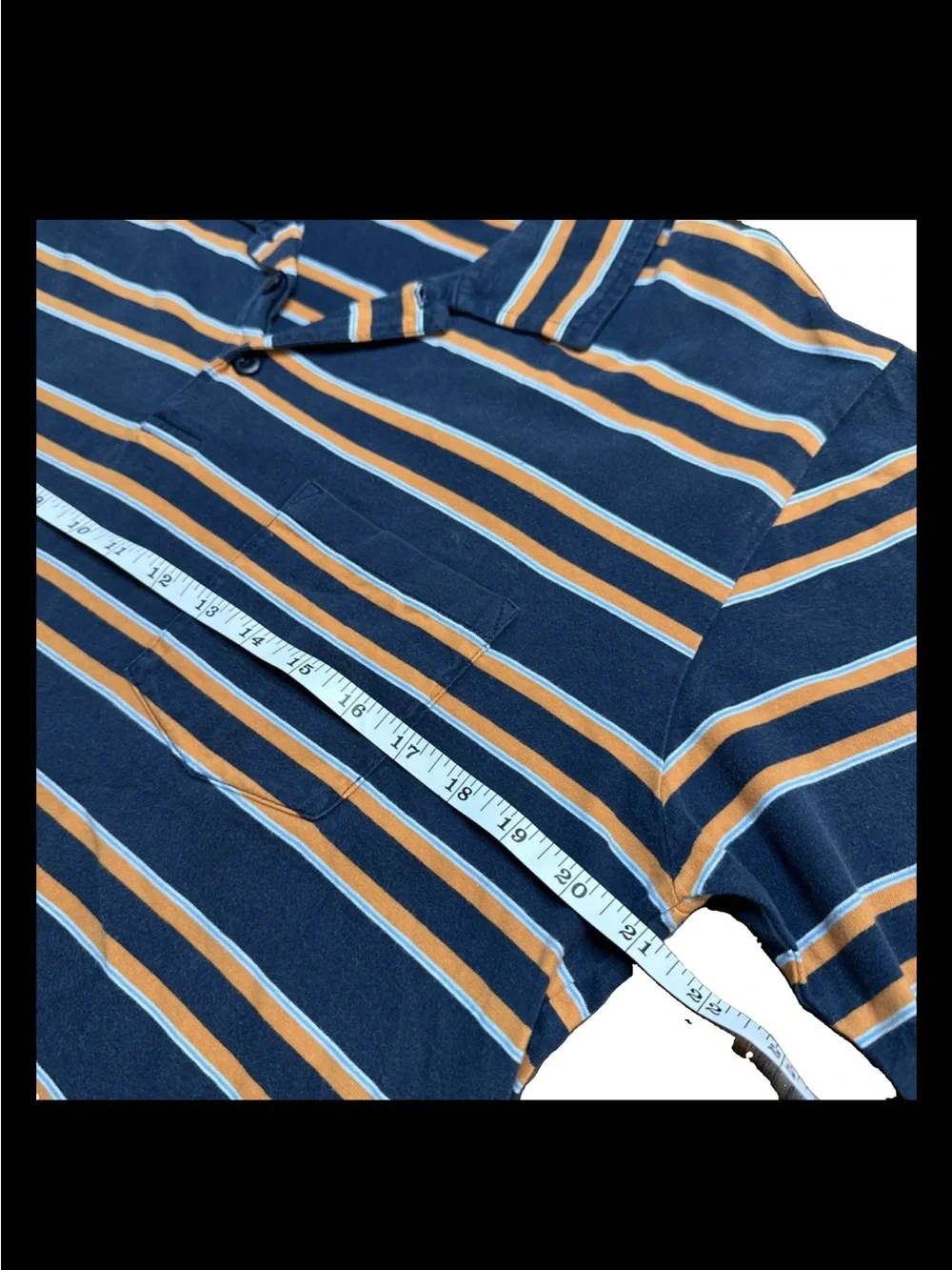 Vintage J. Crew Navy and Orange Striped Polo 313CL